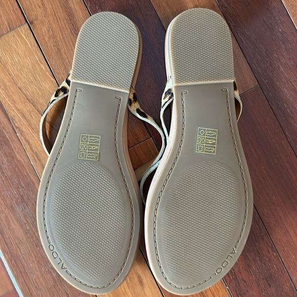 NEW Aldo Animal Print Thong Sandals Flip Flops 8.5 Brown Resortwear Beach Cruise - Picture 6 of 6